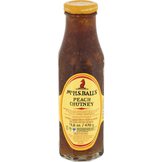 Bottle of McIlhenny's Peach Chutney on a white background